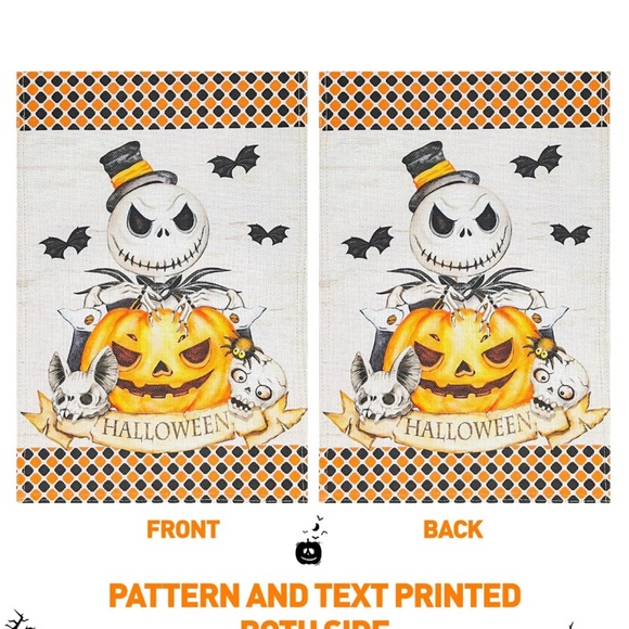Halloween Jack Skellington fall decor Garden Flag, Nightmare Before Christmas - Picture 3 of 3